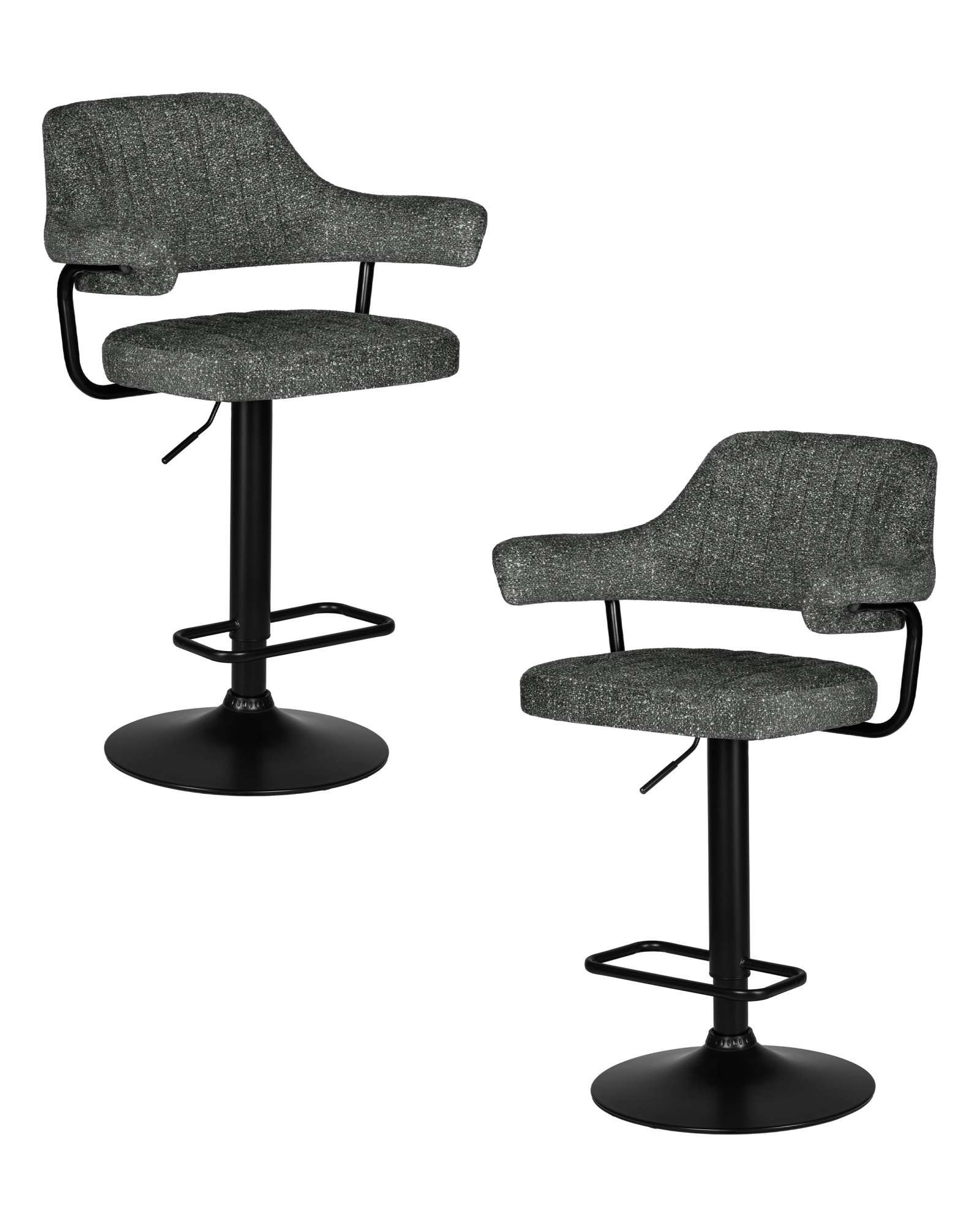 Набор 2 шт Стул барный CHARLY BLACK, серый твид (LEO11)