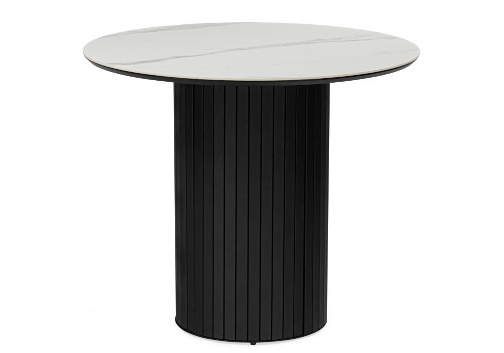 Керамический стол Гравент 90 белый мрамор snow white, черный