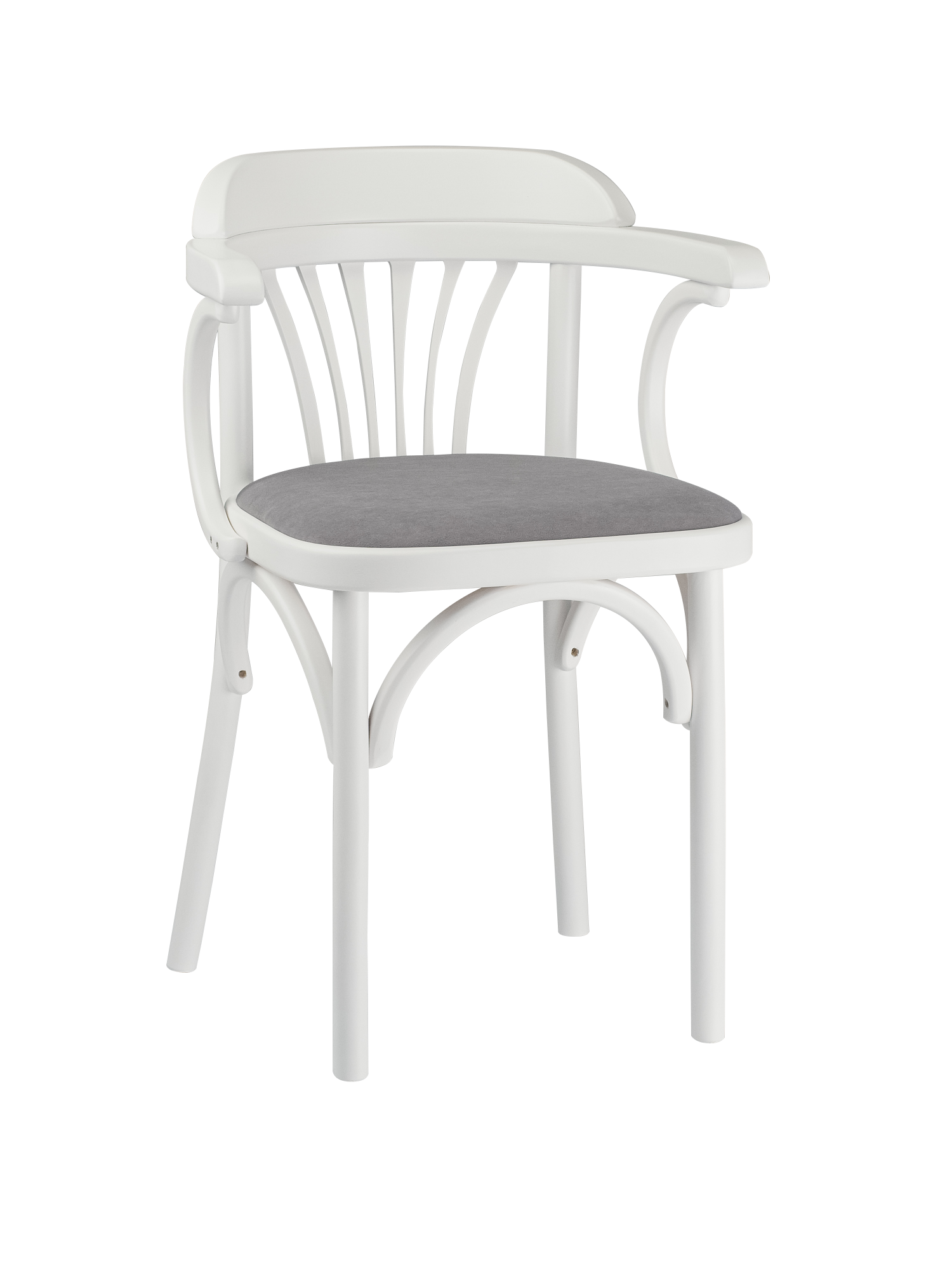 Деревянный стул Венский белый с мягким сиденьем из ткани RS15 с дугами назад