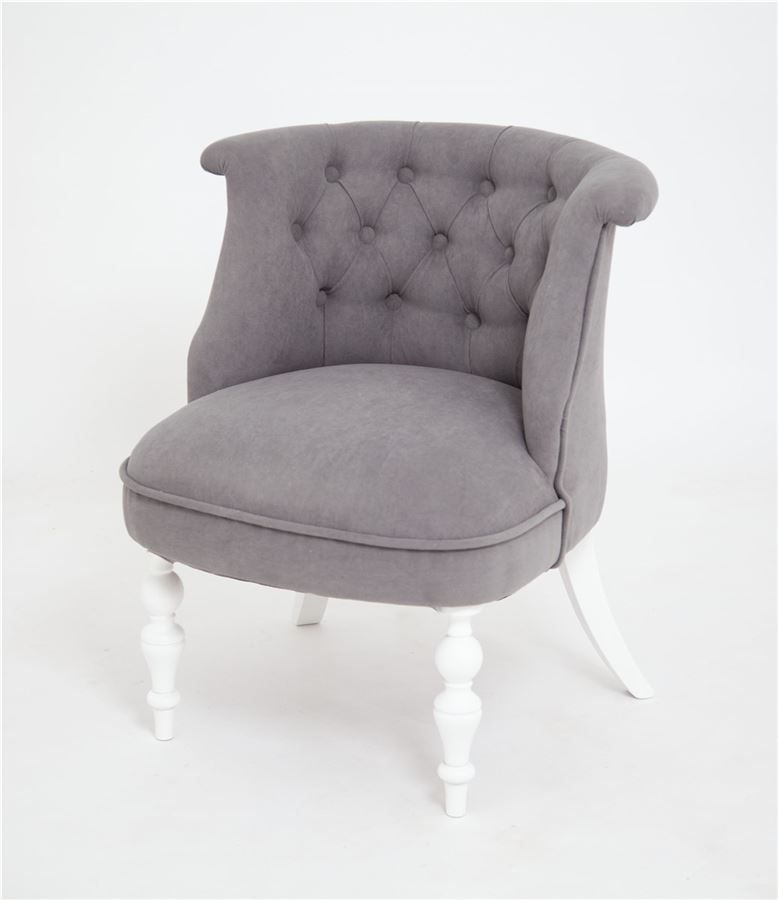 Кресло Бархат эмаль белая, RS15 - серый