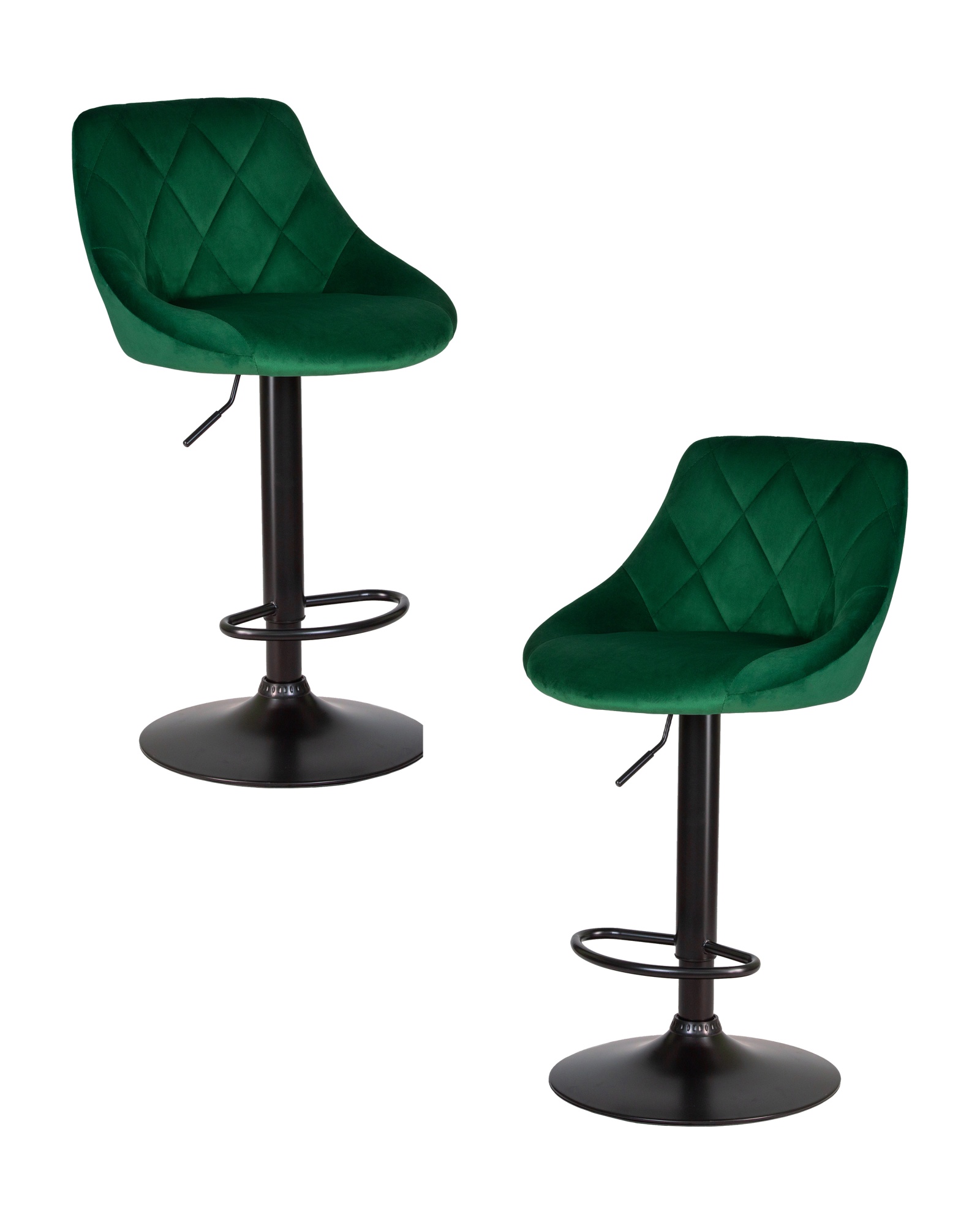 Набор 2 шт Стул барный LOGAN BLACK, зеленый велюр (MJ9-88)