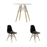 Стол EAMES D80 белый + 2 стула EAMES style черные