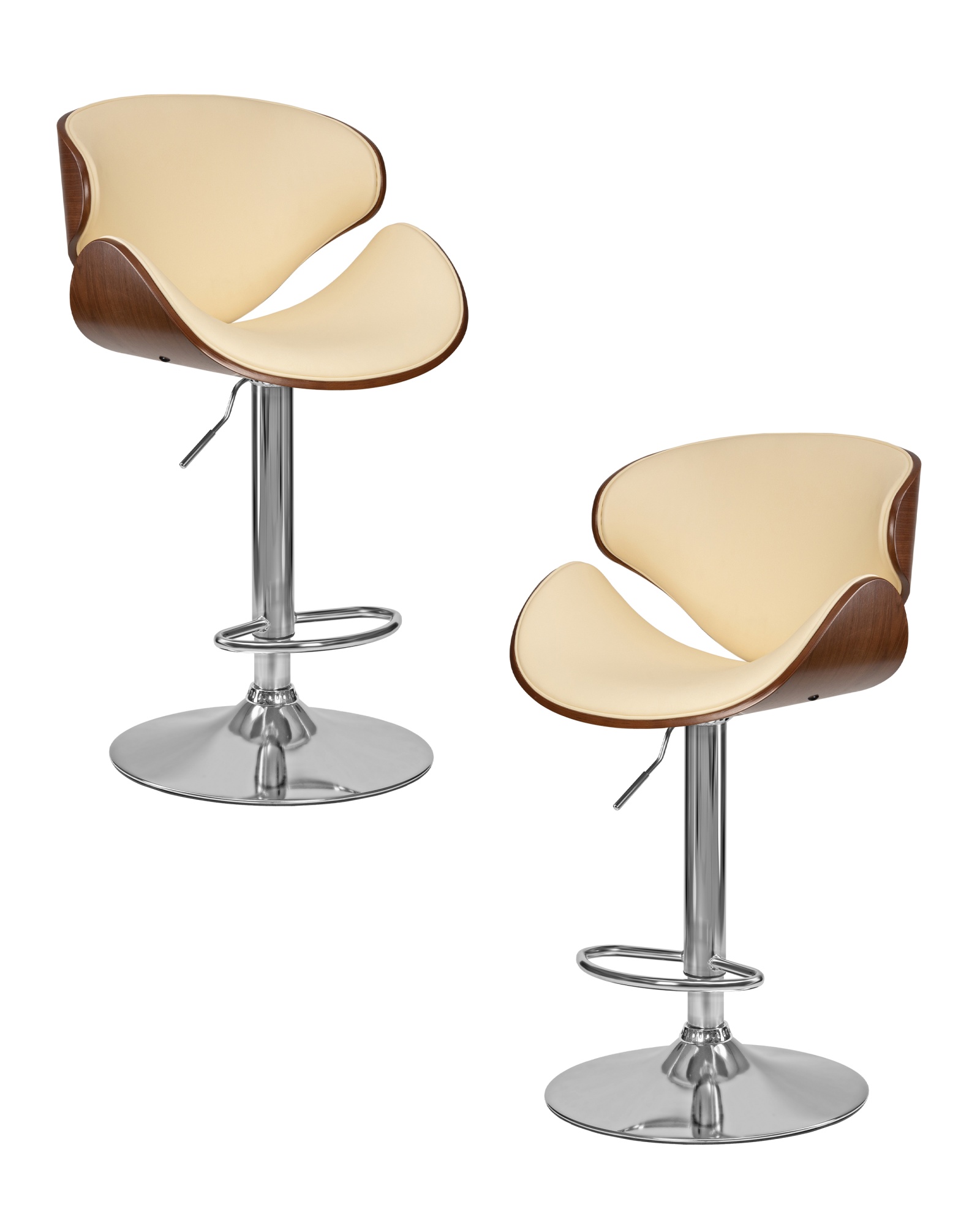 Набор 2 шт Стул барный KARTER, коричневое дерево, кремовый