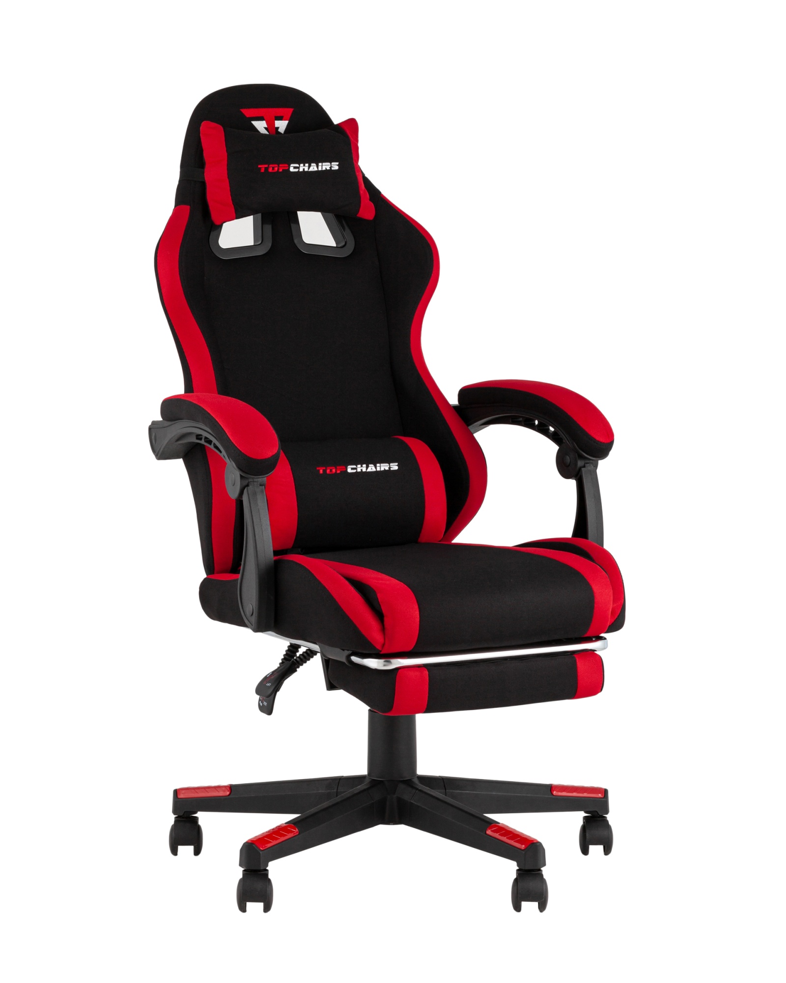 Кресло спортивное Prophet TopChairs с оттоманкой ткань черно-красный