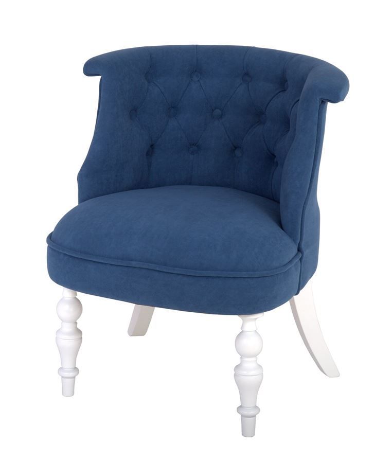 Кресло Бархат эмаль белая, RS 30 синий