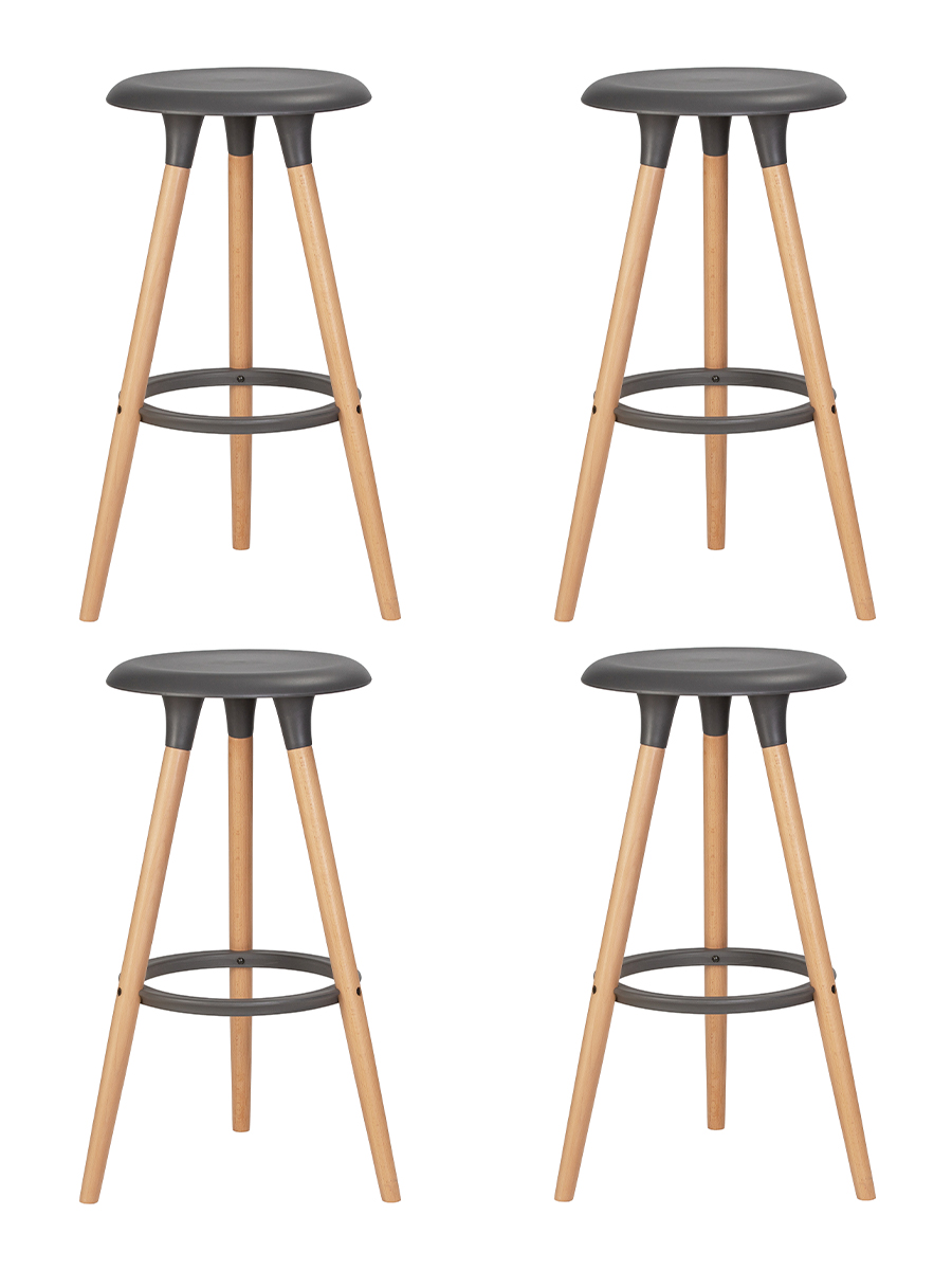 Набор 4 шт Табурет барный ROYCE, ножки светлый бук темно-серый (GR-04)