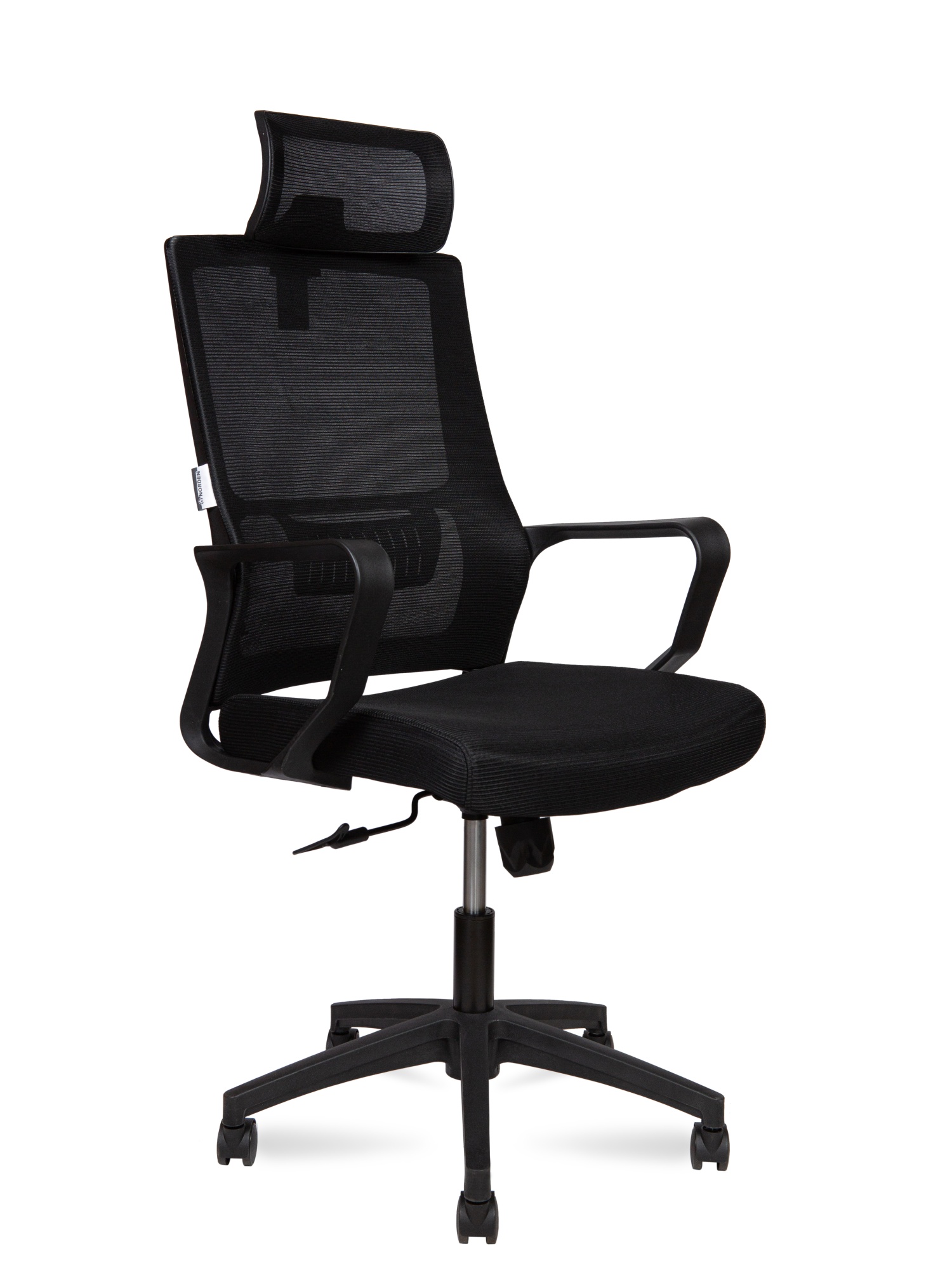 Кресло офисное Max черный, сетка и пластик, мягкое сиденье, с подлокотниками