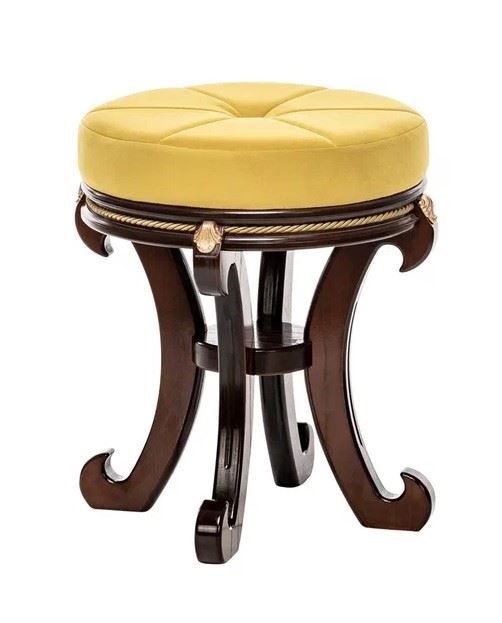 Банкетка Глория темное дерево и желтый, ткань и дерево