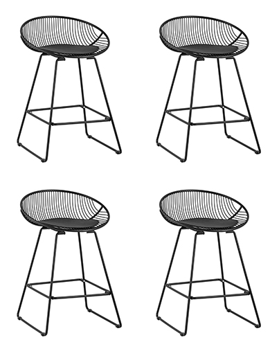 Стул полубарный UFO, черный, с черной подушкой 4 шт.