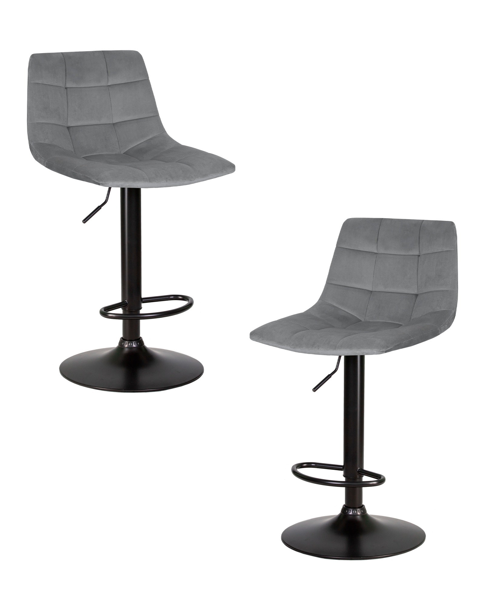 Набор 2 шт Стул барный TAILOR BLACK, серый велюр (MJ9-75)