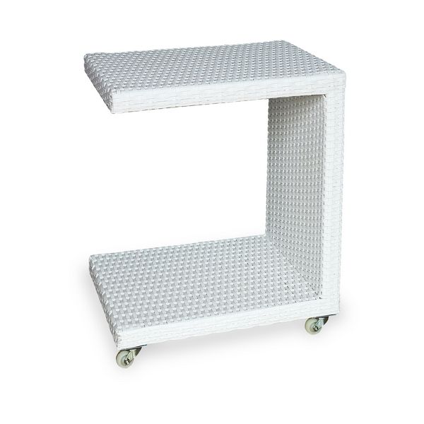 Плетеный кофейный стол MILANO белый для шезлонга