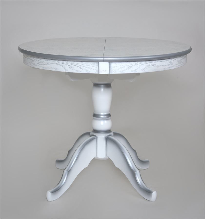 Стол Круглый патина серебро, белый