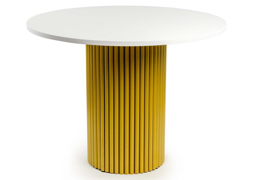 Стол деревянный Барел 90 белый, золото