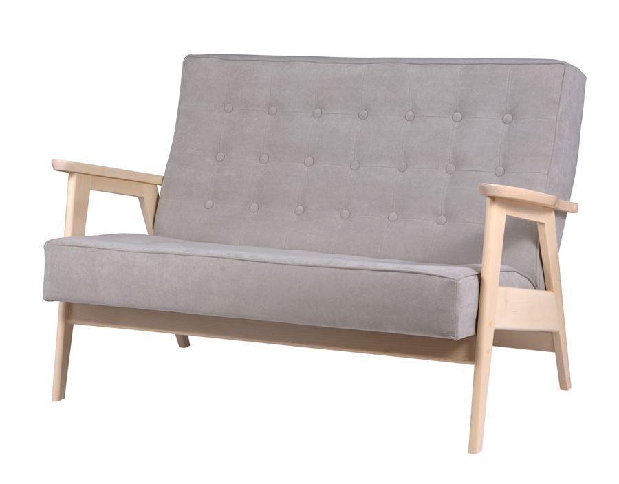 Диван двухместный РЕТРО светлое дерево, RS 14 светло-серый