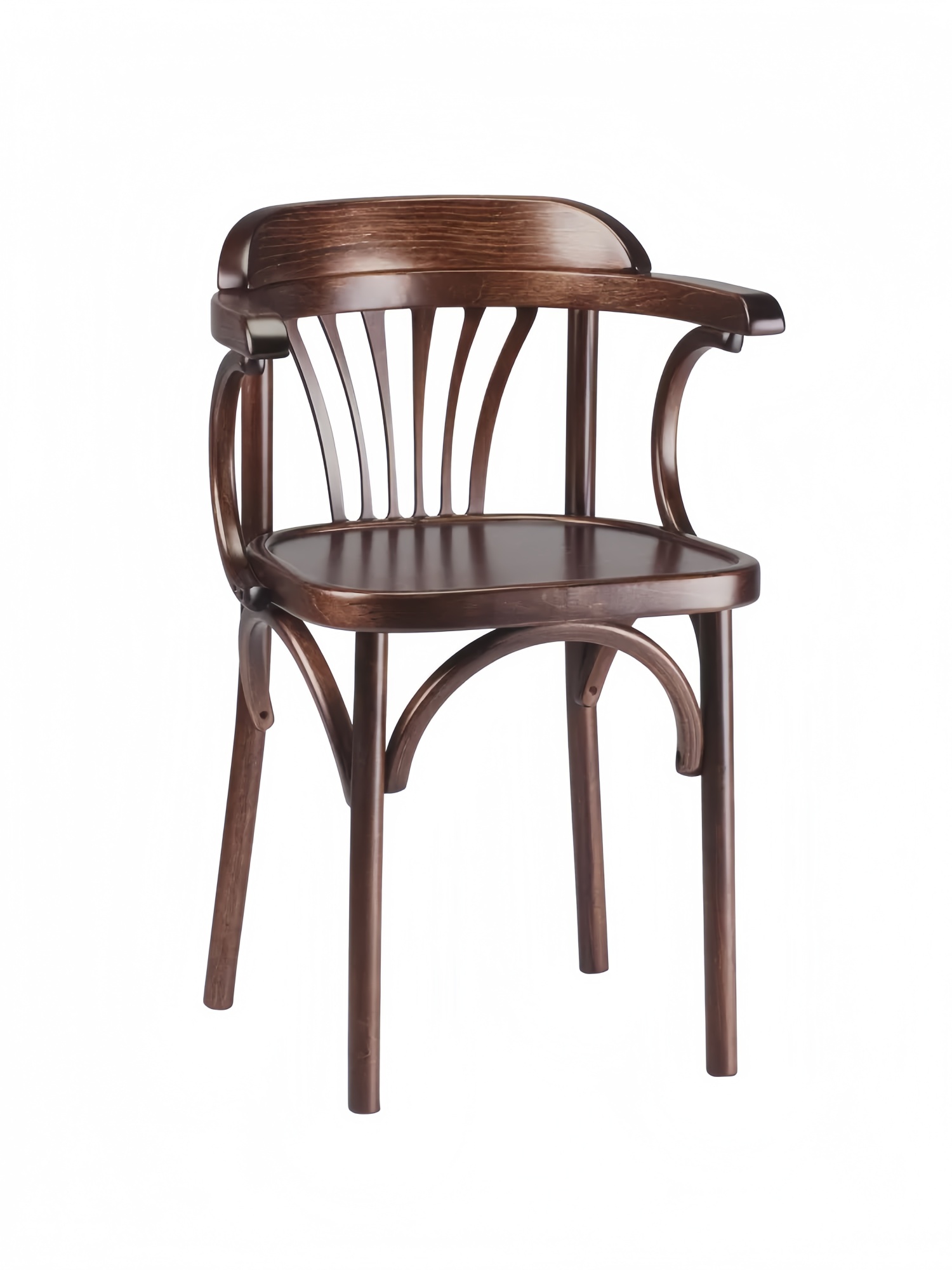 Деревянный стул Венский темный тон с твердым сиденьем с дугами назад