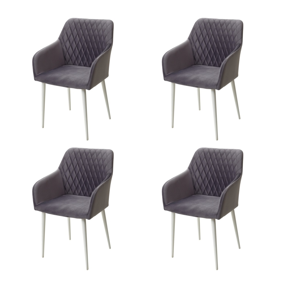 Стул BRANDY-X серый #27 белый каркас, велюр