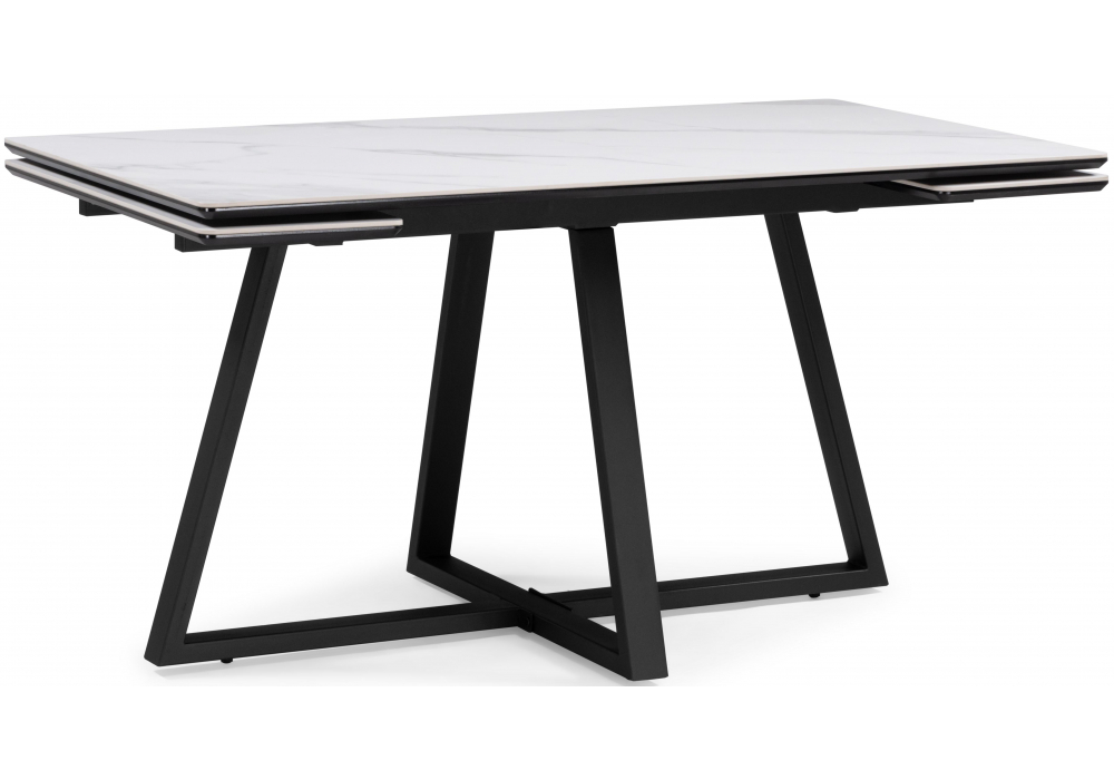 Керамический стол Памелла 120(180)х80 snow alpin, черный