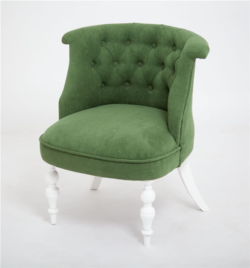 Кресло Бархат эмаль белая, G09 - малахит