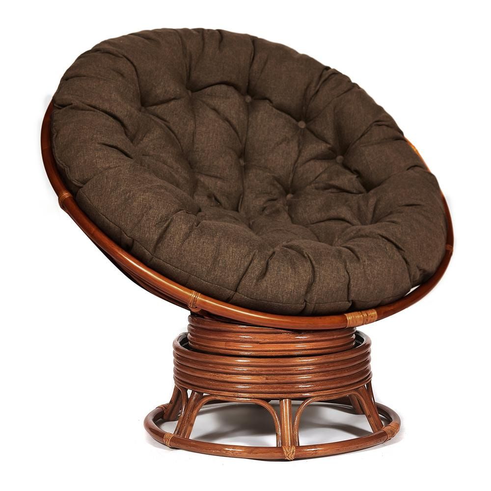 Кресло-качалка "PAPASAN" w 23 и 01 B с подушкой, орех, ткань коричневый, 3М7-147
