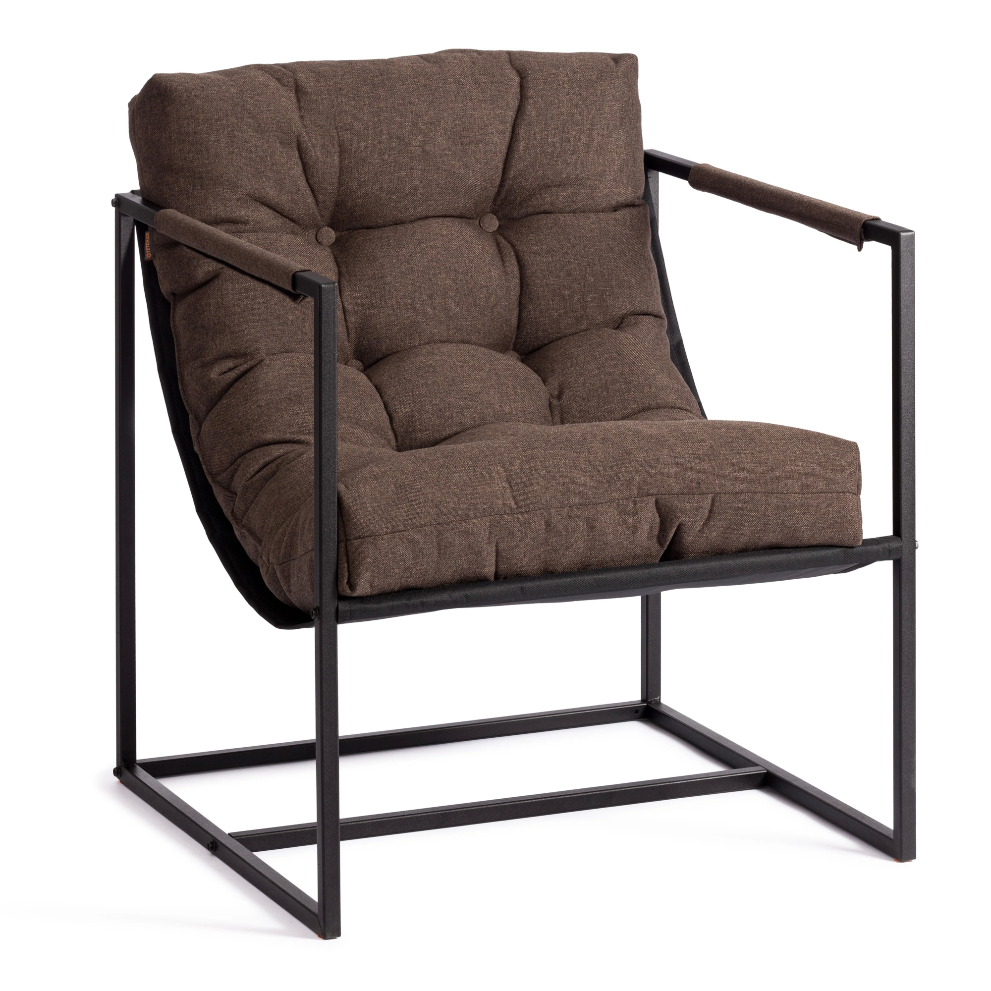 Кресло Charli коричневый, ткань и металл, мягкое сиденье, с подлокотниками