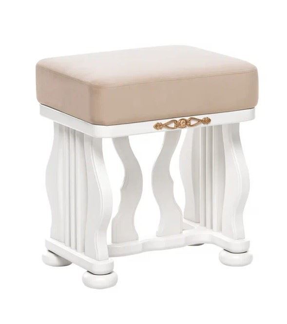 Банкетка Джульетта белый и бежевый, дерево и ткань