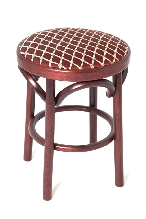 Деревянный табурет Венский махагон с мягким сиденьем из ткани