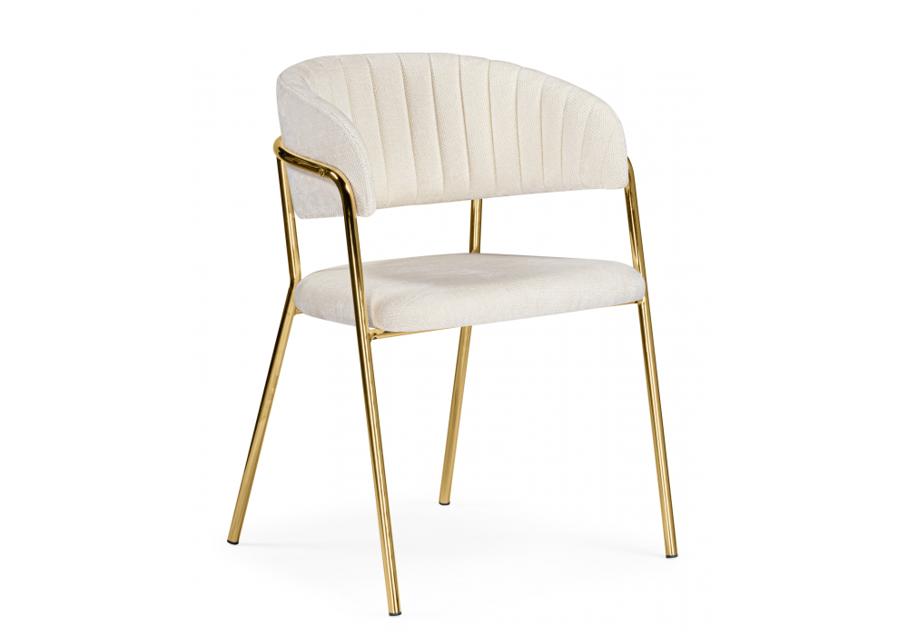 Стул на металлокаркасе Kamelia белый, ткань золотые ножки