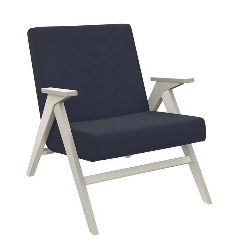 Кресло "Вест" дуб шампань и ткань Verona Denim синий, кант Verona Antrazite серый