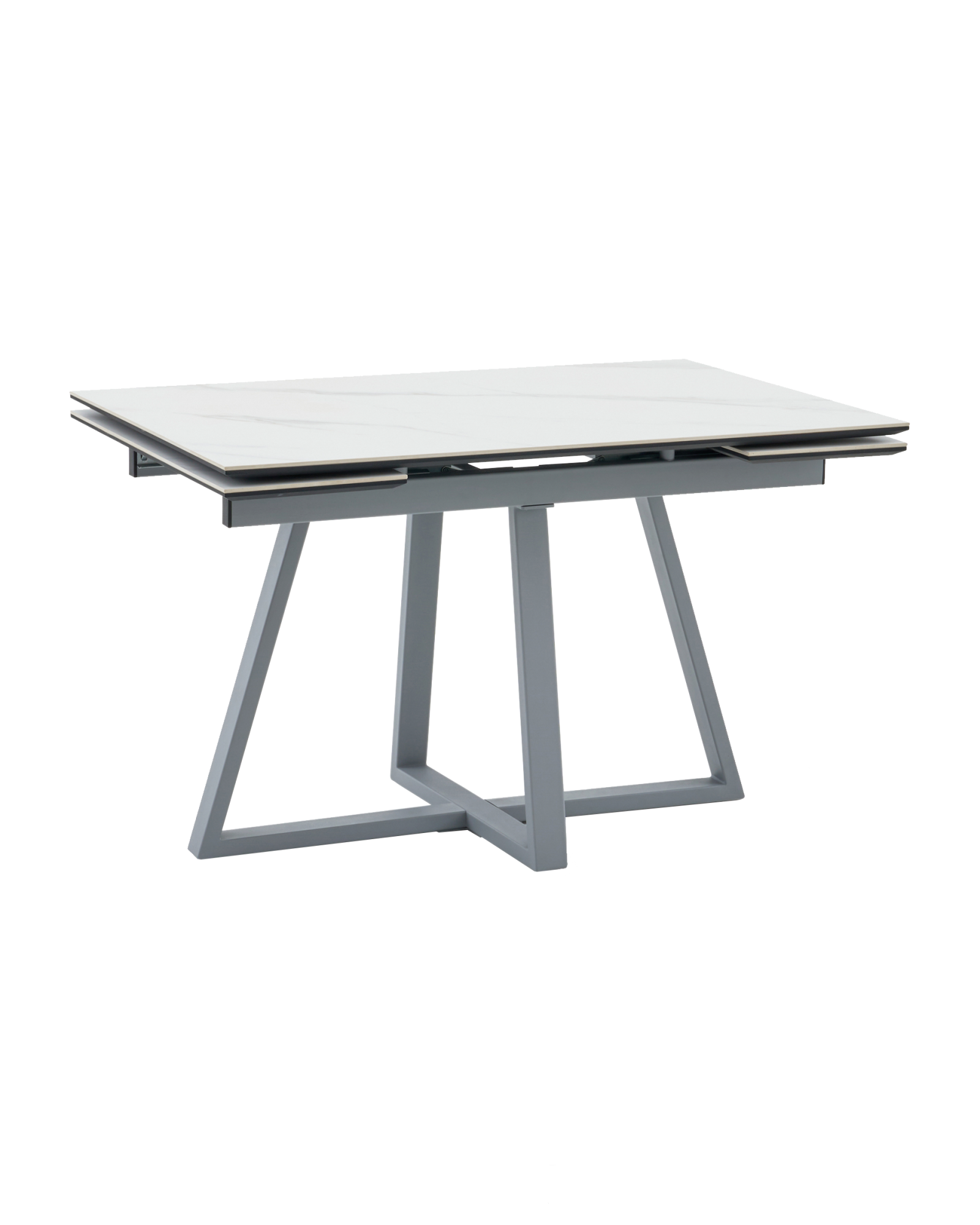 Стол Керас 120-180/80/75 столешница МДФ16/керамика Snow white подстолье металл серый