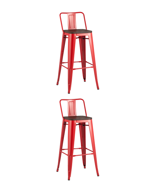 Стул барный TOLIX WOOD со спинкой красный глянцевый 2 шт.