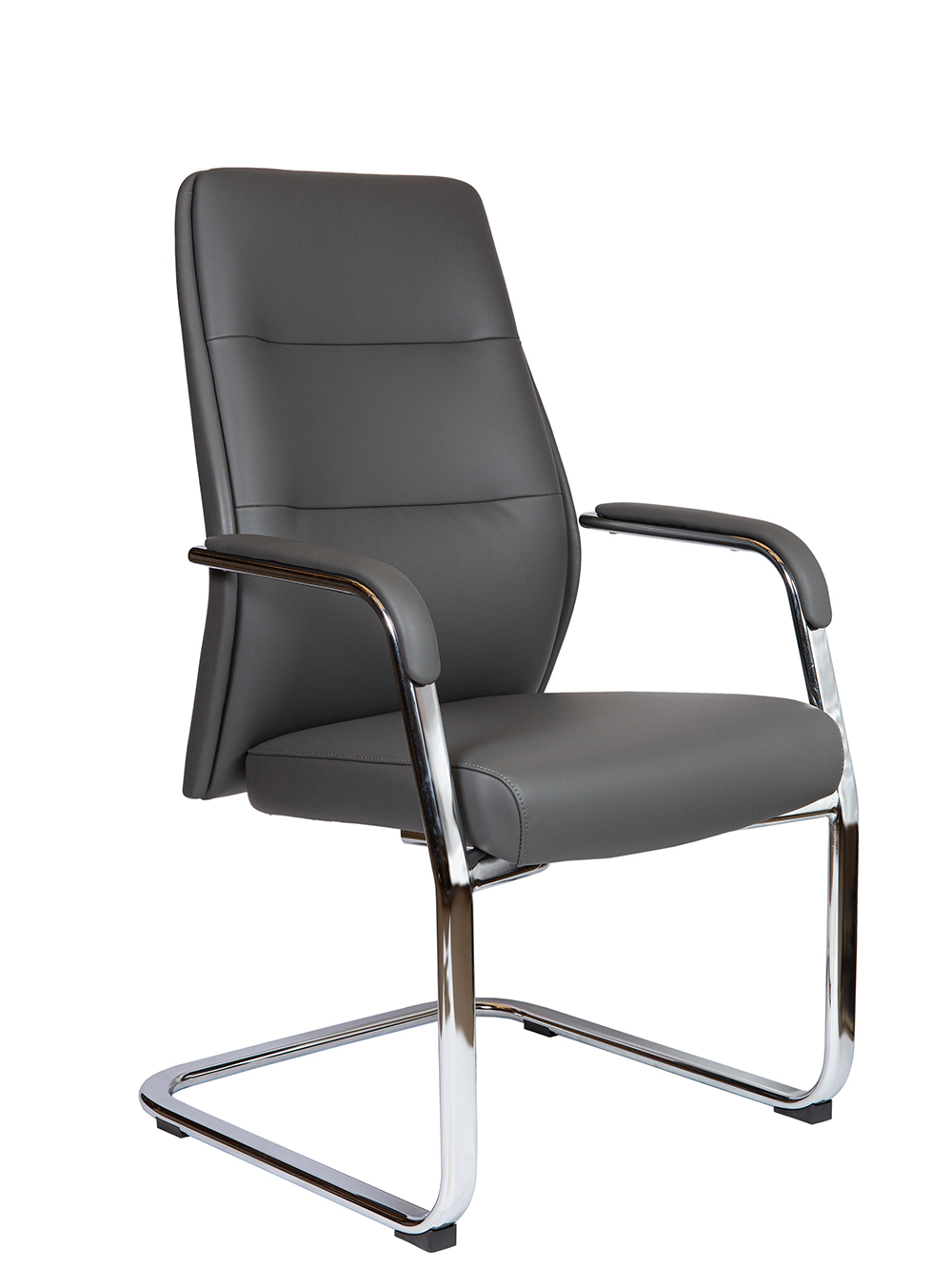 Кресло офисное Nancy CF серый, экокожа и металл, мягкое сиденье, с подлокотниками