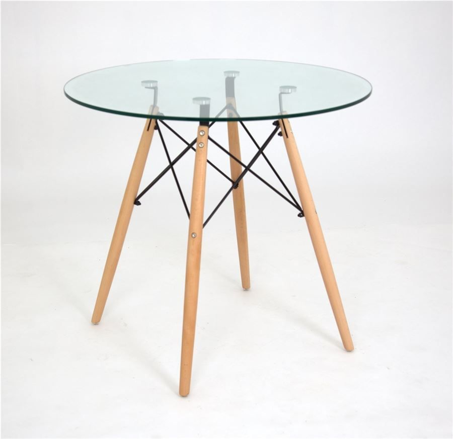 Стол кухонный обеденный круглый Луи со стеклянной столешницей