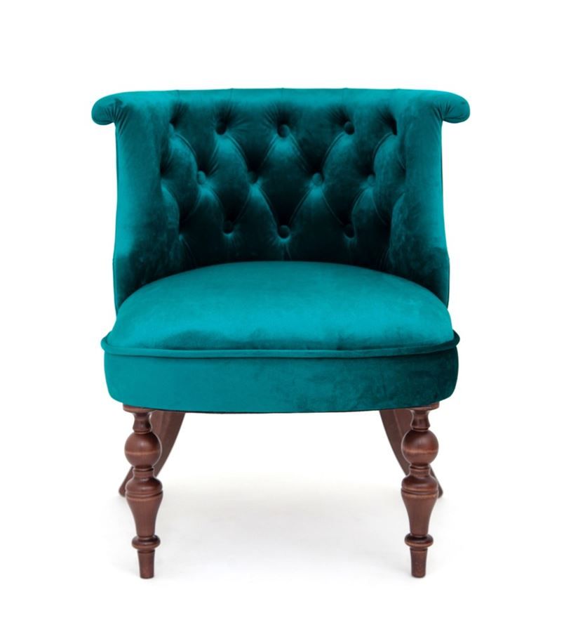 Деревянное кресло Бархат изумрудное с темными ножками