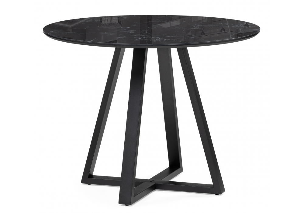 Стеклянный стол Норфолк 100х78 черный мрамор, черный