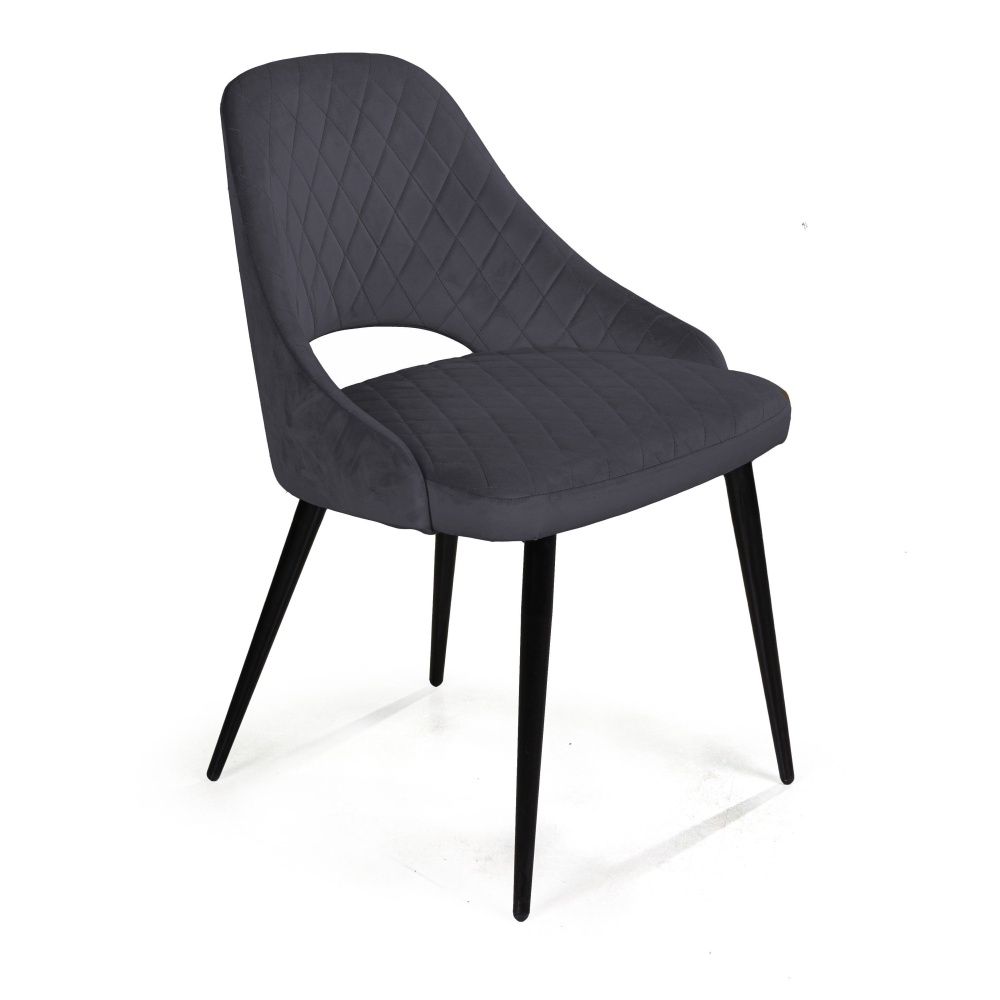 Стул William ромб, бархат серый, черный конус