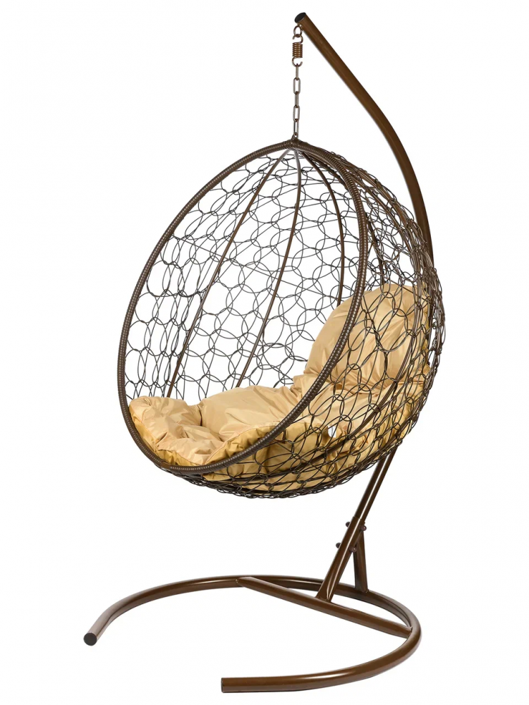 Кресло подвесное Kokos Brown Бежевая подушка