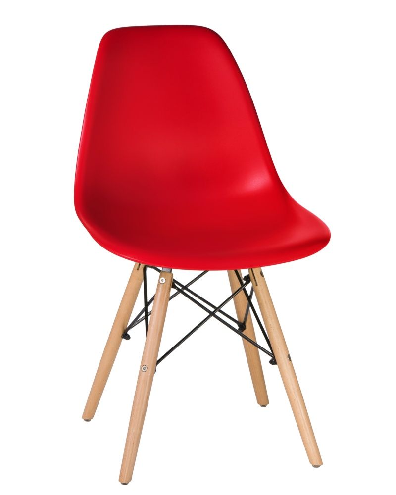 Стул обеденный DSW ножки светлый бук, красный R-02