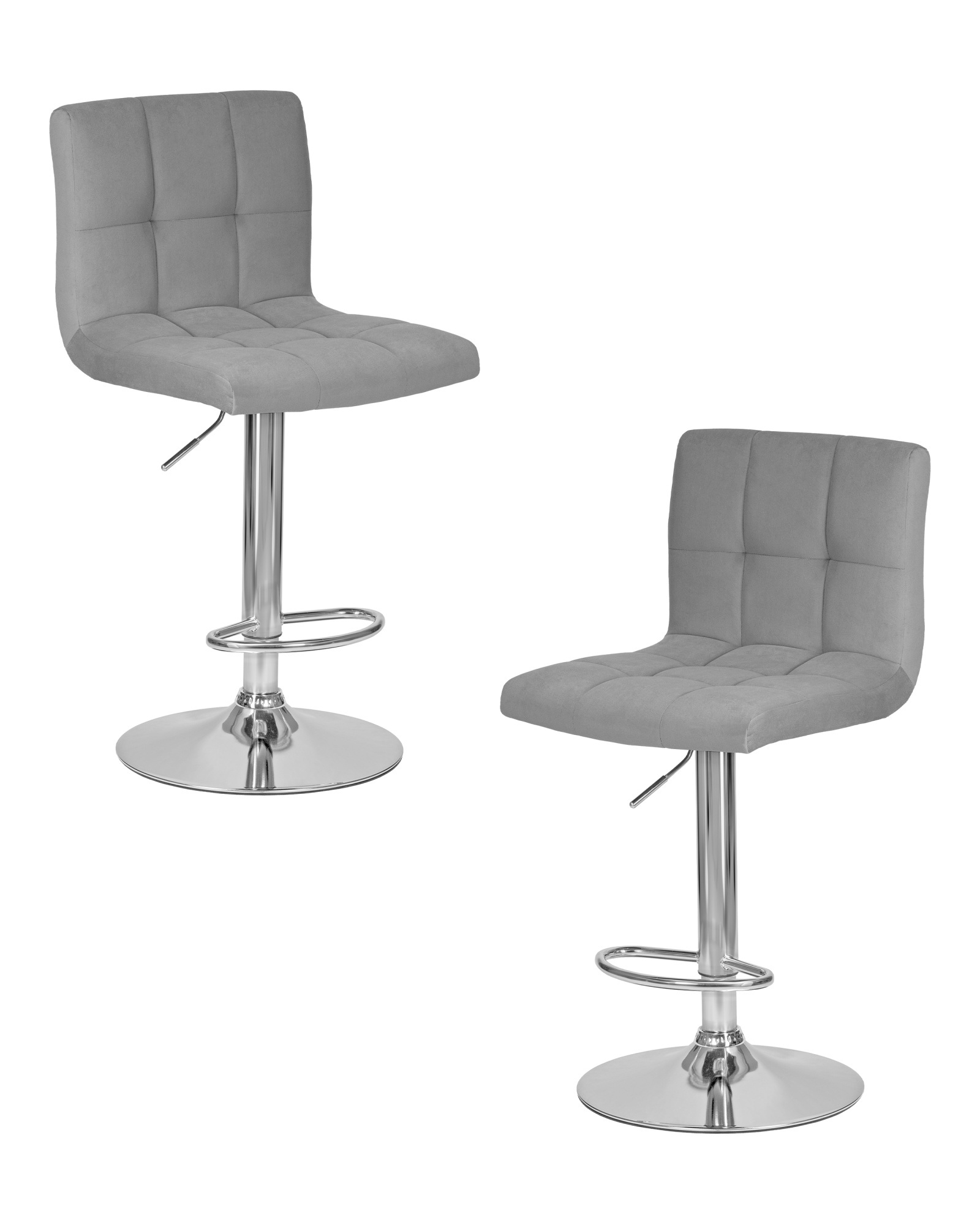 Набор 2 шт Стул барный CANDY, серый велюр (MJ9-75)