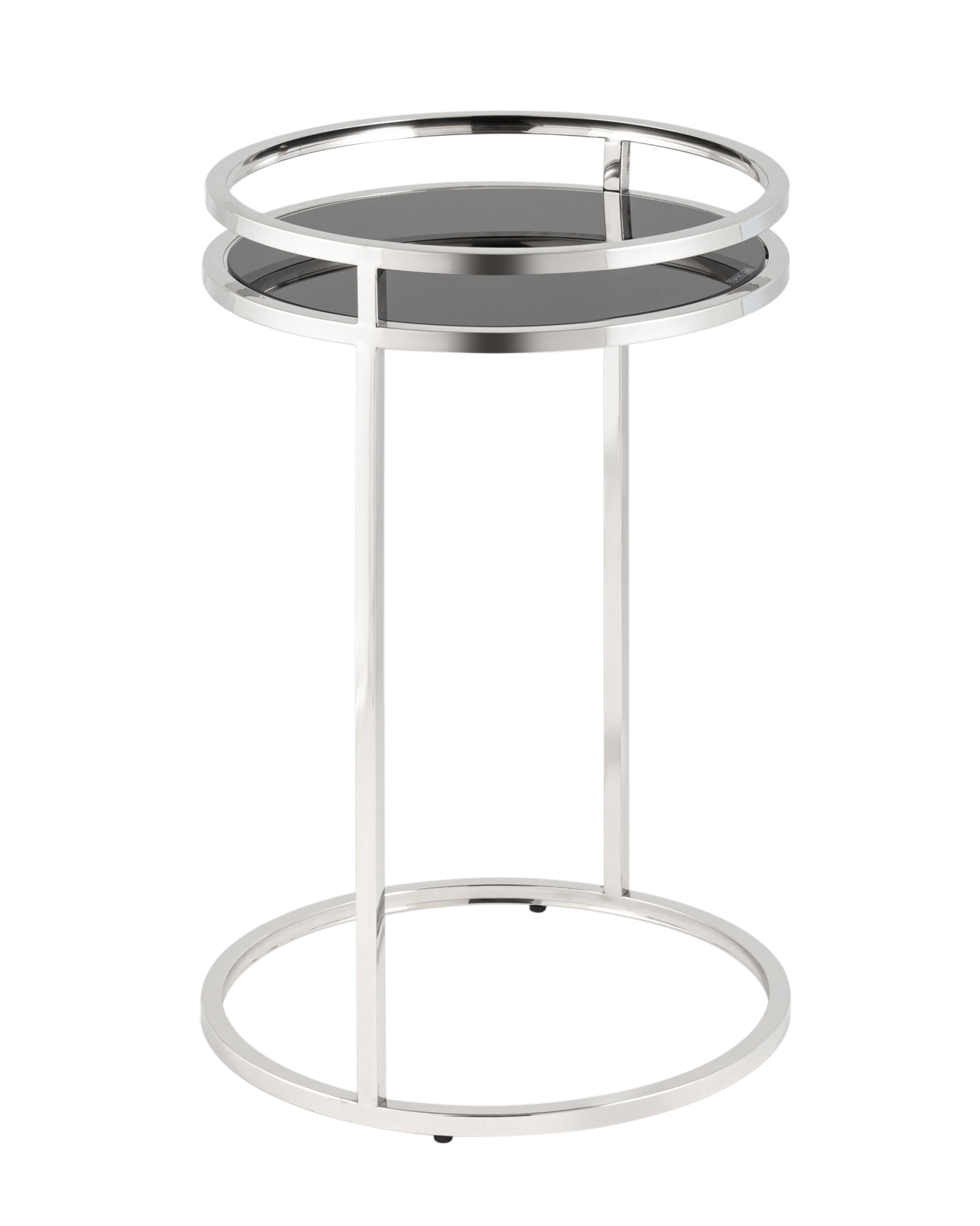 Журнальный столик Гестия 41*60 см стекло черное сталь серебро