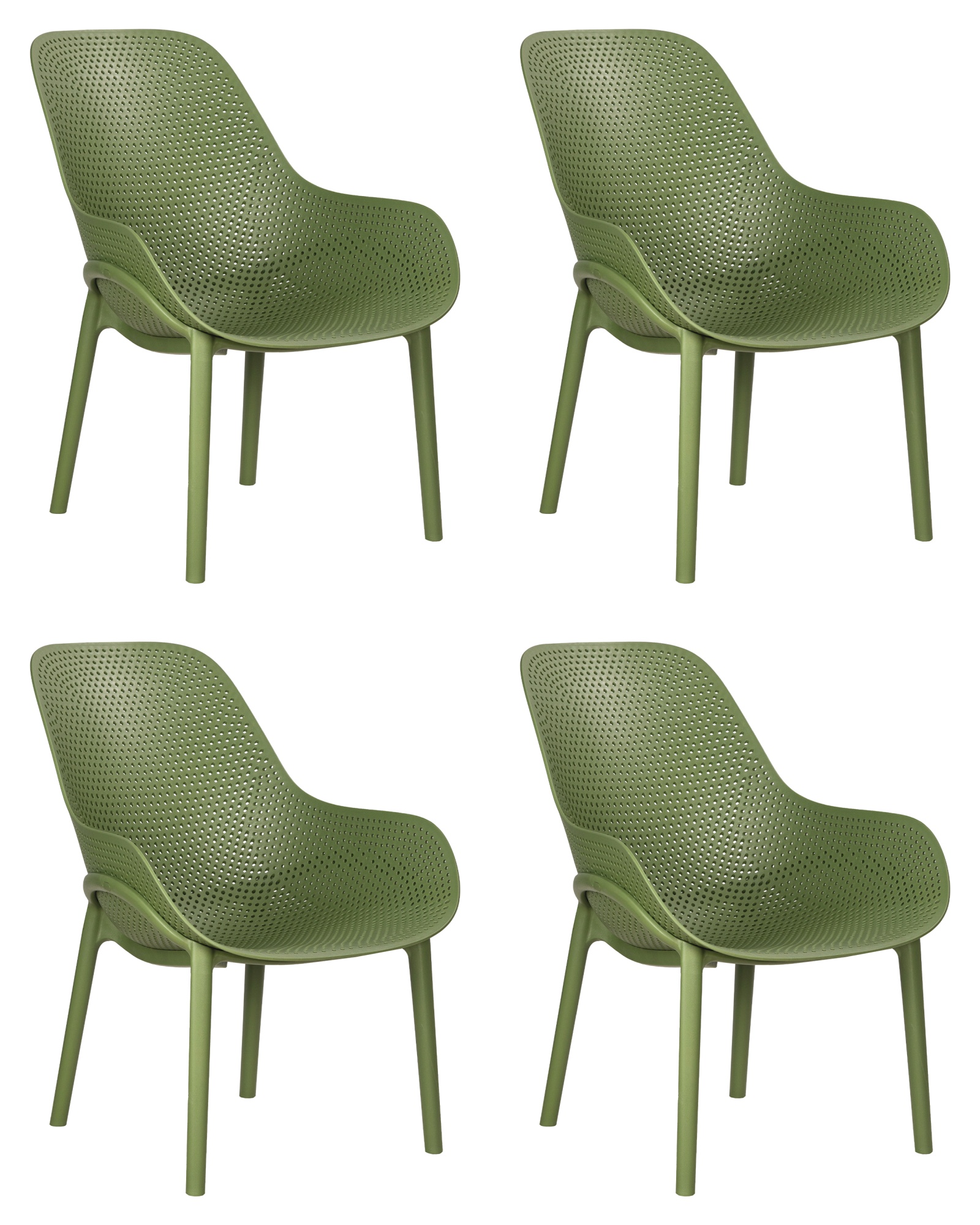 Набор 4 шт Кресло LONZO, зеленый хаки (G-17) c УФ-защитой