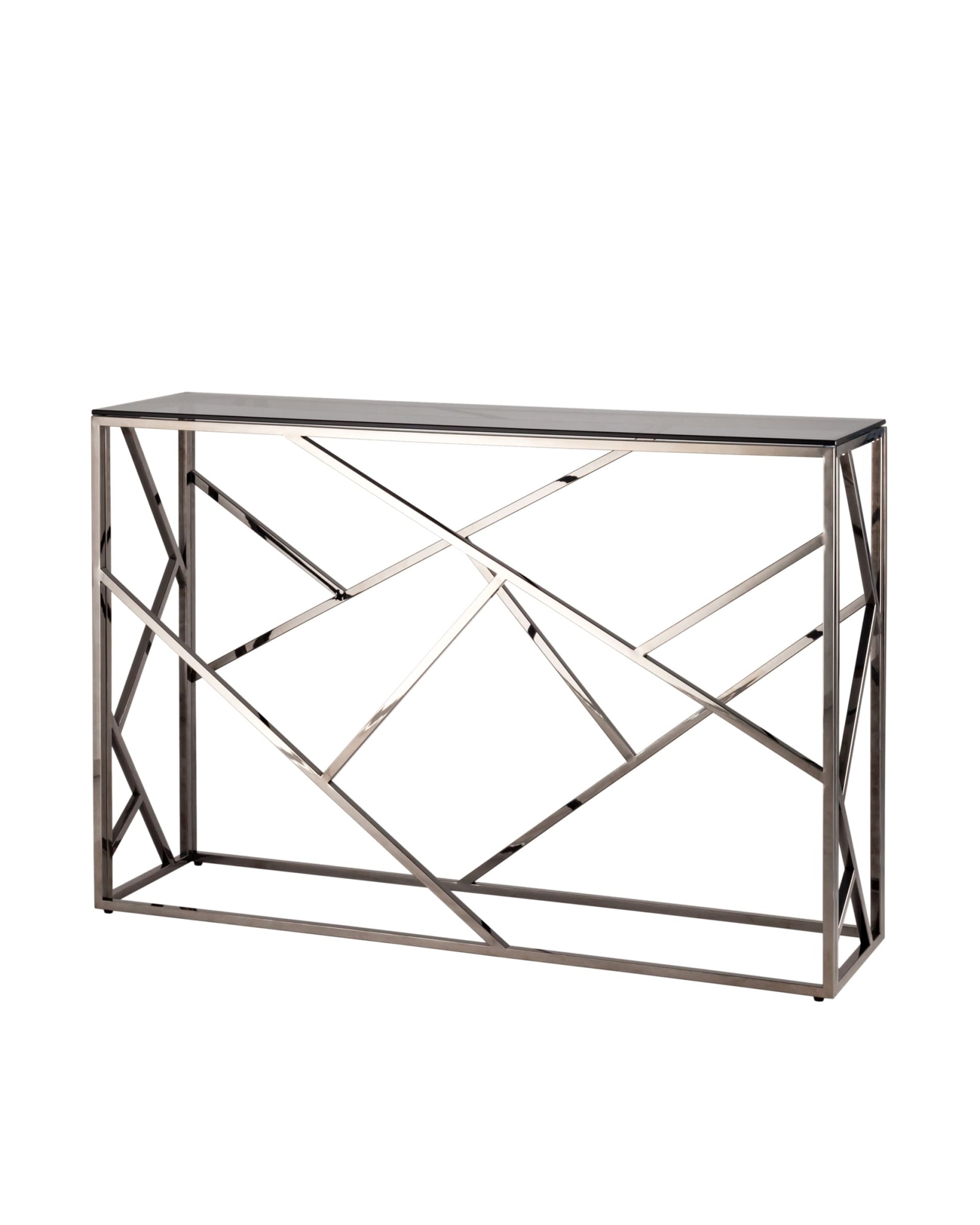 Консоль АРТ ДЕКО 115*30 стекло дым сталь темный хром