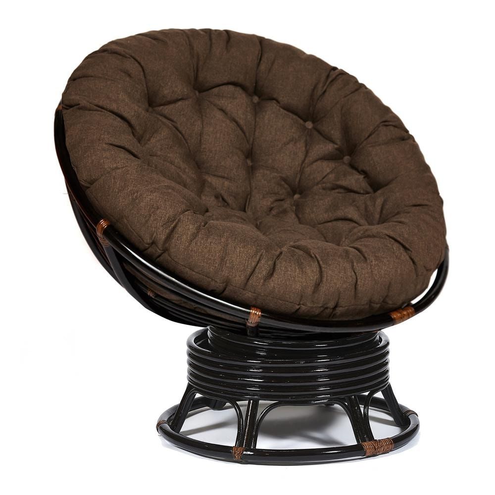 Кресло-качалка "PAPASAN" w 23 и 01 B с подушкой, античный черно-коричневый, ткань коричневый, 3М7-147