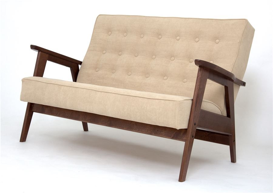 Диван двухместный РЕТРО темный тон, RS 03 - бежевый