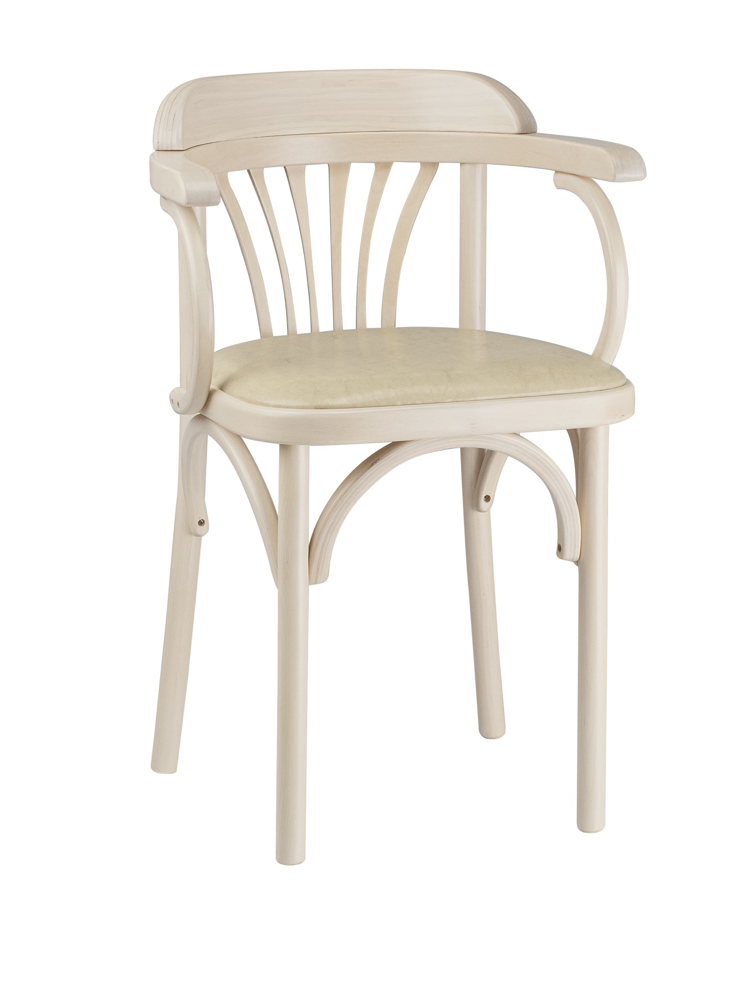 Деревянный стул Венский беленый дуб с мягким сиденьем из экокожи