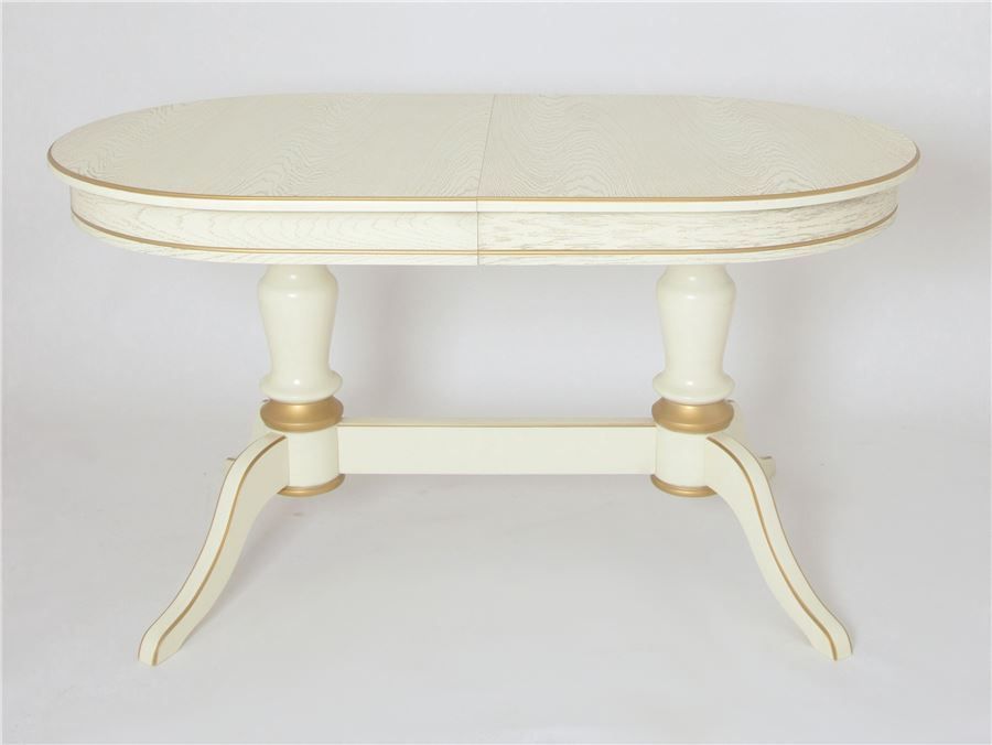 Стол "Орфей-2" эмаль 11 + патина золото, шпон дуб