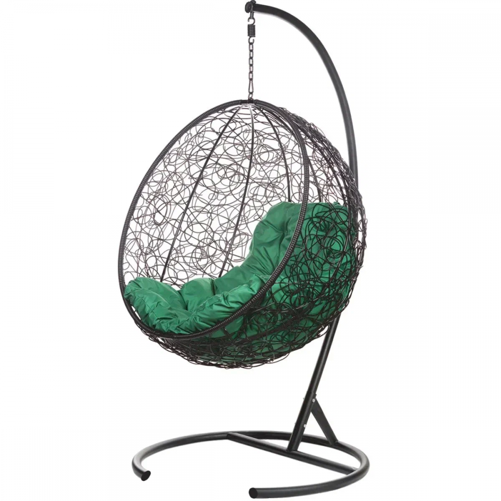 Кресло подвесное Kokos Black G Зеленая подушка
