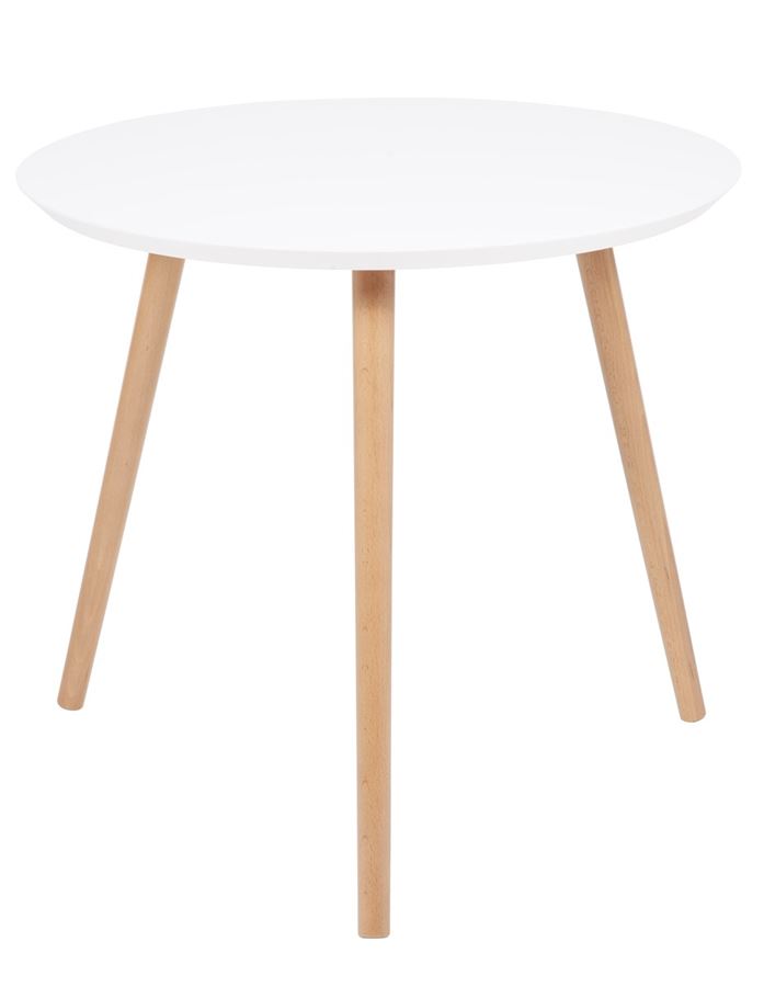 Стол журнальный "Омега 2" белый, натуральный, без шпона