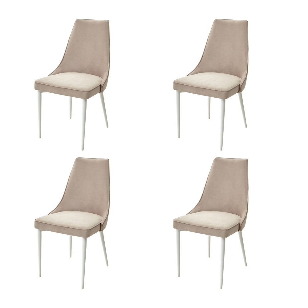 Стул NEPAL-P латте #25 велюр, белый каркас