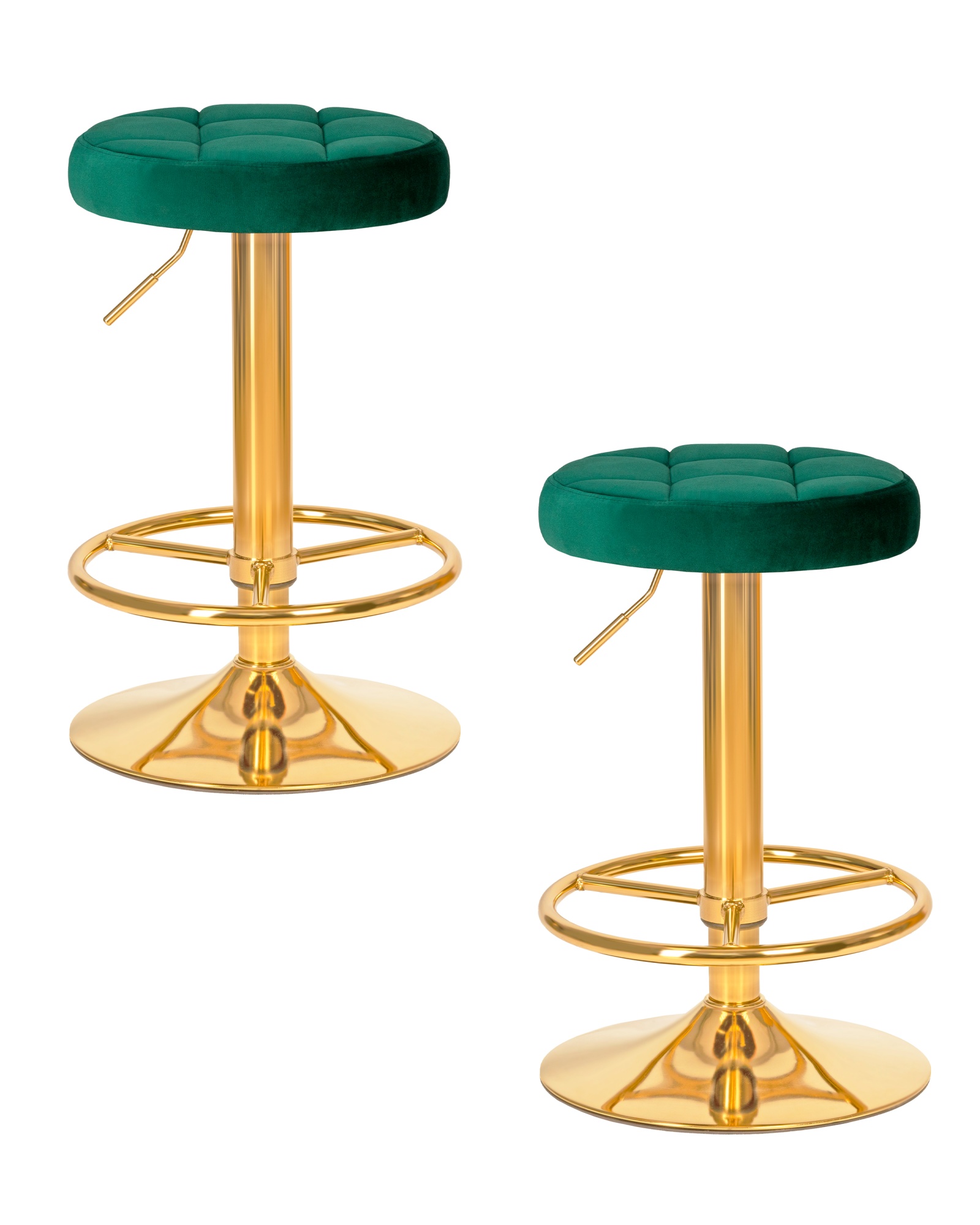 Набор 2 шт Табурет барный BRUNO GOLD, зеленый велюр (MJ9-88)