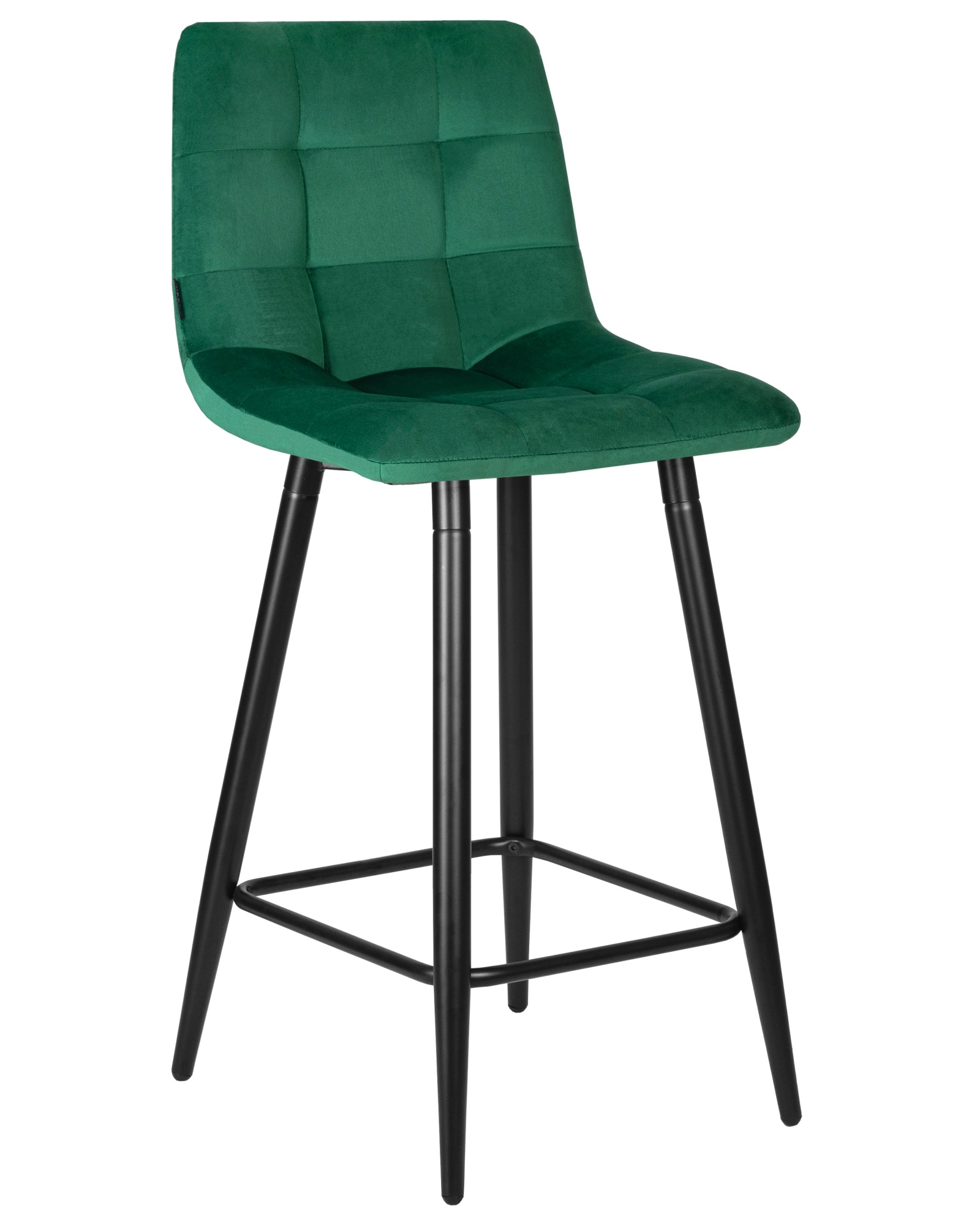 Стул полубарный OLIVIA черные матовые ножки, зеленый велюр 108-64